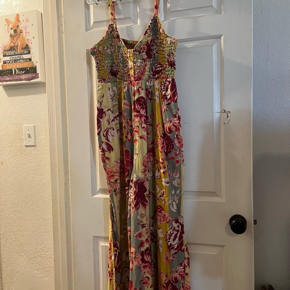 Free People Pants - Free People Floral Maxi Dress - Red and Green